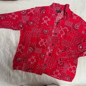 Vintage Red Bandana Print Shirt